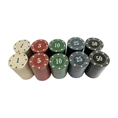 Image of 200 x NUMBERED POKER ROULETTE CASINO CHIPS SUITED DESIGNS 40 5 COLOURS