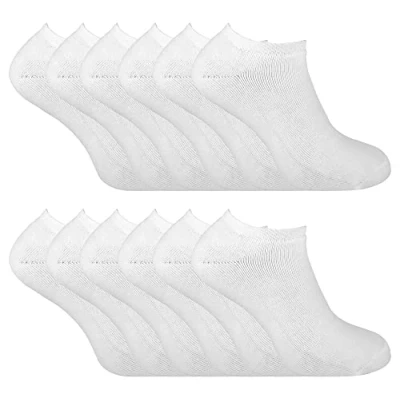 Image of Mens Thermal Low Cut Trainer Socks 12 Pair Multipack Winter Invisible for Men (6 11, White)