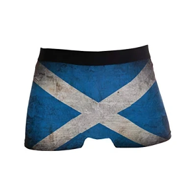 Image of ZZKKO Retro Grunge Scotland Flag Mens Boxer Briefs Underwear Breathable Stretch Trunk with Pouch L Blue