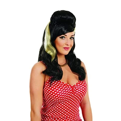 Image of Adults Black Beehive Wig Womens Celebrity Pop Music Singer Hair Costume Accessory One Size