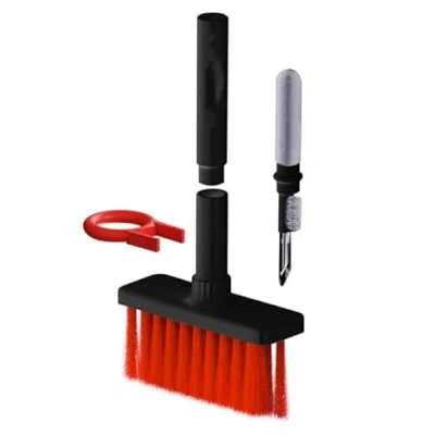 Image of WANGCL 5 in 1 Multifunctional Computer Cleaning Tool Kit Corner Gap Duster Keycap Puller Multi Brush for PC Laptop Airpods Pro Camera Lens Keyboard Cleaner (Black)