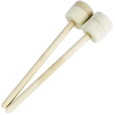 Image of A Star Felt Head Drum Gong/Tam Tam Beaters with Secure Wooden Handle 2Pcs/Pair 32cm