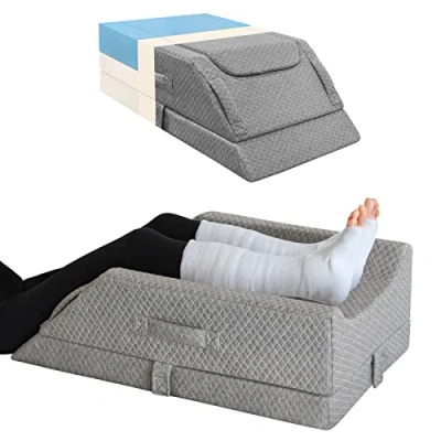 Image of Adjustable Leg Elevation Pillows for Swelling After Surgery, Cooling Memory Foam Wedge Pillow Blood Circulation, Sleeping, Sciatica Back Knee Hip Ankles Pain Relief