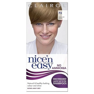 Image of Clairol Nice&#039;n Easy No Ammonia Hair Dye, 73 Ash Blonde, 1 Count (Pack of 1)