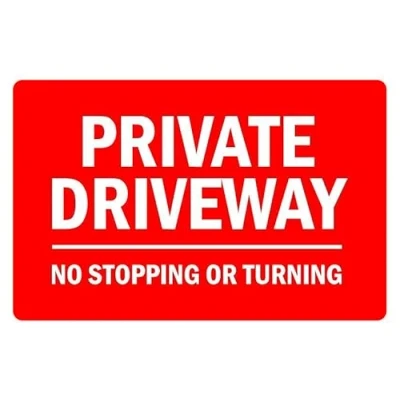 Image of Private driveway no stopping or turning prohibition sign 3mm Aluminium (300mm x 200mm)