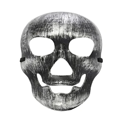 Image of Halloween Mask Skull Silver Costume Adult Outfit Scary Spooky Horror Party Face Fancy Dress Cosplay For Men Women (HM11)