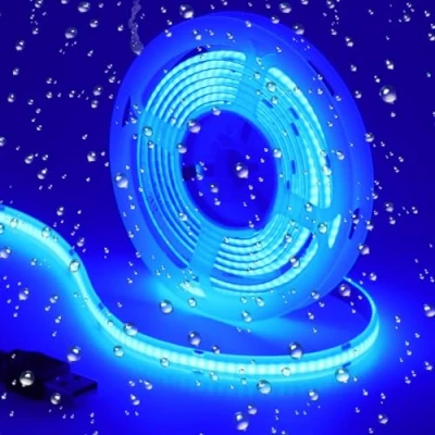 Image of GOMING DC 5V USB COB Blue LED Strip Light IP65 Waterproof Powered 6.6ft/2M 320LEDs/M Flexible Tape Lights for TV Backlight Cabinet Home DIY Lighting