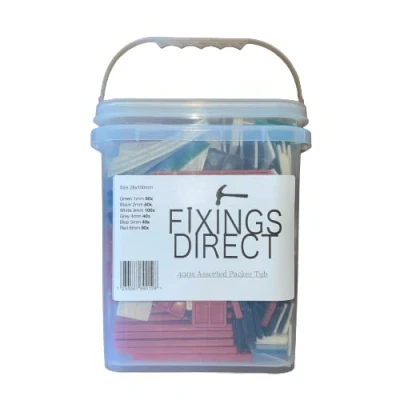 Image of Tub of 400 Assorted Flat Packers 1 6mm (28mm x 100mm) Toughened Plastic for Stronger Uses