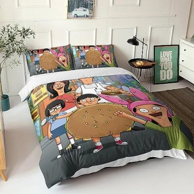 Image of BYTUGI Bobs Burgers Duvet Cover with Pillowcases 3D Printed Animation Bedding Set Zipper Closure Soft Microfiber Quilt Double（200x200cm）