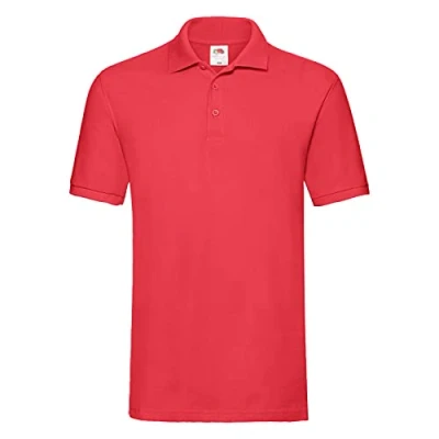 Image of Fruit of the Loom Men&#039;s Premium Short Sleeve Polo Shirt, Red, XL UK