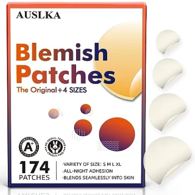 Image of AUSLKA Pimple Patches (174 Patches) Hydrocolloid Invisible Spot Stickers Facial Stickers,All Skin Types