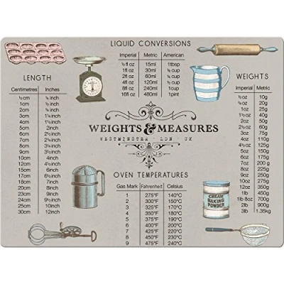 Image of Creative Tops Worktop Saver, Toughened Glass Kitchen Surface Protector with Weights Measurements