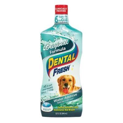 Image of Dental Fresh Water Additive for Dogs, Original Formula, 32oz Dog Breath Freshener and Teeth Cleaning Care Add to