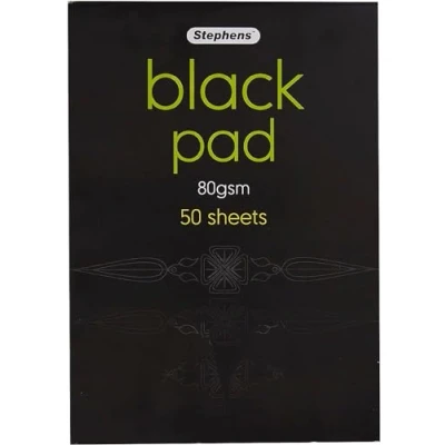 Image of Stephens Black Coloured Paper Pad A4 80gsm 50 Sheets, Makes The Perfect Sketch Book, Craft Pad, Paint Notebook, Bullet Journal, Scrapbook and Colouring for Home School Office