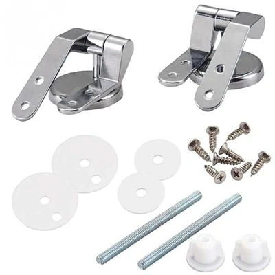Image of Zinc Alloy Toilet Seat Hinges Metal Replacement Hinge with Fittings and Repair Parts for Most Seats use