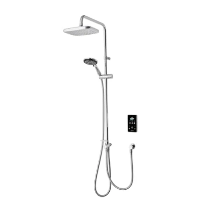 Image of Triton ENVI® Thermostatic Electric Shower 9 kW DuElec Smart Digital with Showerhead &amp; Anti Twist Hose Chrome Rainfall