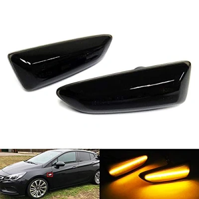 Image of RZG 2x Black Smoked Lens Side Indicator Amber LED Marker Repeater Light For Astra J K VI VII Crossland X Grandland Insignia B II Zafira C III