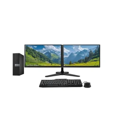 Image of Dell Dual Monitor Trading Setup Optiplex SFF PC Intel Core i7 6th Gen, Windows 11 Pro With 2 x 23 HD 1080p Monitors, 300Mbps TP LINK Wifi Card (Renewed) (16GB DDR3 RAM 1TB SSD)