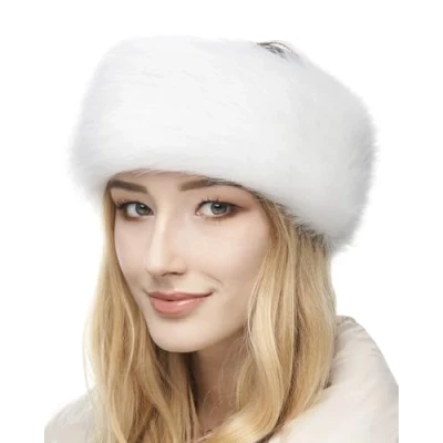 Image of Futrzane Classic Headband Faux Fur Headbands for Women Furry Band Winter Size M (White Classic)