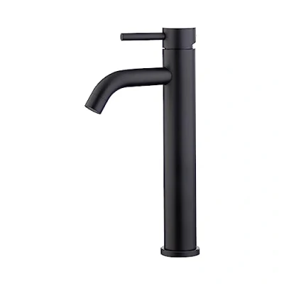 Image of Ibergrif Tall Basin Mixer Tap, Bathroom Sink High Rise Single Lever Chrome Black M11203B