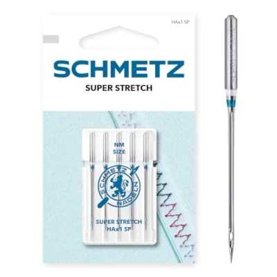 Image of SCHMETZ Domestic Sewing Machine Needles 5 Super Stretch HAx1 SP Needle Size 65/9 for Working with Elastic Fabrics Thicker Threads