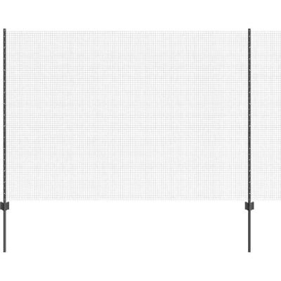 Image of vidaXL Welded Wire Fence with 22 U Posts Grey 1.5x25 m Steel