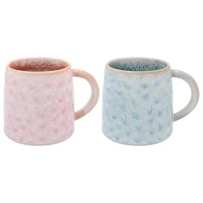 Image of Lesser &amp; Pavey Reactive Glaze Mugs Set of 2 Ceramic Coffee for Home or Work Designed by Elements Lovely Tea, Hot Drinks