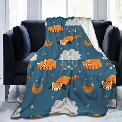 Image of Sleeping Red Panda Pattern Blanket Fleece Throw Soft Flannel Decor For Couch Sofa Gifts 80&quot;X60&quot;