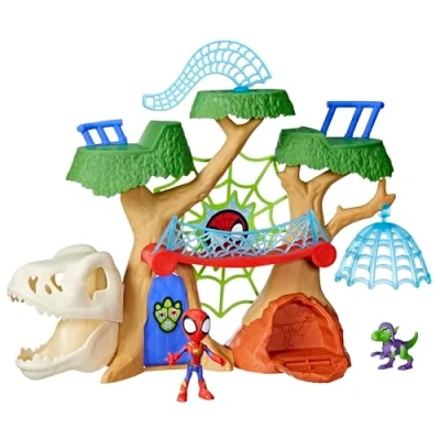 Image of SPIDEY AND HIS AMAZING FRIENDS Marvel Dino Webs Treehouse Super Hero Playset