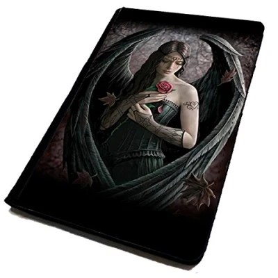 Image of Passport Cover/Holder. Gothic Fallen Angel with Rose. Travel Protection for Your Passport. Goth Emo