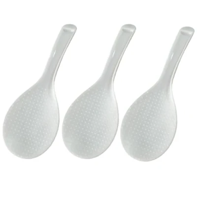 Image of 3 PCS Rice Serving Spoon Plastic Paddle White Non Stick Kitchen Tool for Stirring Scooping and Mixing
