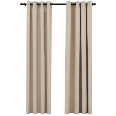 Image of vidaXL Linen Look Blackout Curtains with Grommets 2pcs Beige 140x225cm