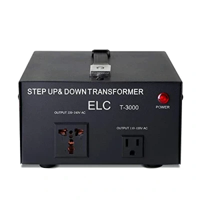Image of ELC T Series 3000+ Watt Voltage Converter Transformer Step Up/Down 110v to 220v / Power Circuit Breaker Protection, CE Certified [3 Years Warranty]