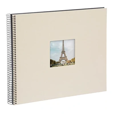 Image of goldbuch Bella Vista, Linen Spiral Bound Memory 40 Pages, Book for Gluing, Photo Album, Paper, Sand Grey (White Sides), ca. 35 x 30 2,8 cm