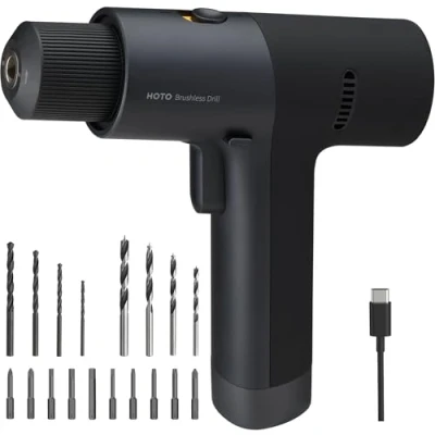 Image of HOTO Brushless Drill, 12V Cordless Power Drill with LED Display, 30 Gears 2 Working Modes, 3/8 Inch Keyless Chuck, 266 in lbs (30N·m) Torque, 2000mAh Battery, 10 Bits &amp; 8
