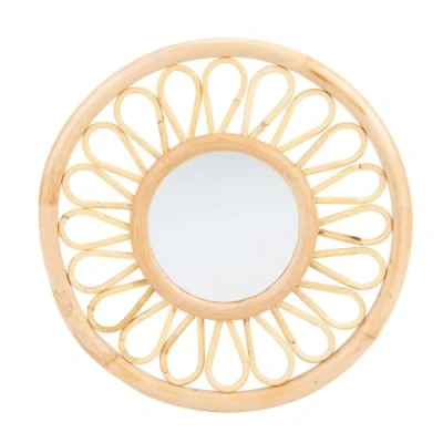 Image of CuddleCo Aria Rattan Acrylic Mirror for Nursery Decorative Shatterproof Safety Handmade Wall Mounted Safe Baby
