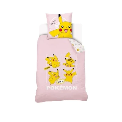 Image of Pikachu Pokemon Duvet Cover 140 x 200 cm + 1 Pillowcase 63 100% Cotton Pale Pink