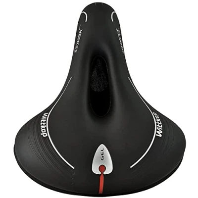 Image of WITTKOP bicycle saddle with comfortable 3 zone concept and extra gel padding, for men women, Büchel Grande Medicus, bike seat clamp, black