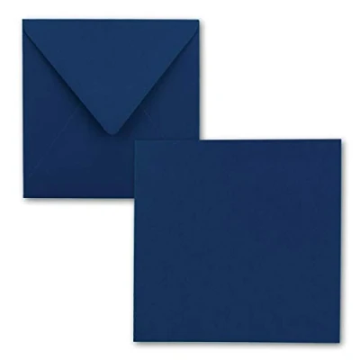 Image of FarbenFroh® by Gustav Neuser® Pack of 50 Simple Cards Square 15 x cm with Envelopes in Midnight Blue for Greeting etc.
