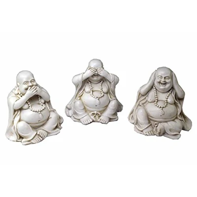 Image of Cleopatra Buddha Happy Set Of 3 Hear See Speak No Evil 7.5X5.5X7cm