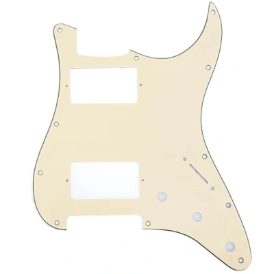 Image of Musiclily Pro 11 Hole HH Strat Pickguard Humbucker Guitar Scratch Plate for USA/Mexican Made Fender Standard Stratocaster Modern Style, 3Ply Cream