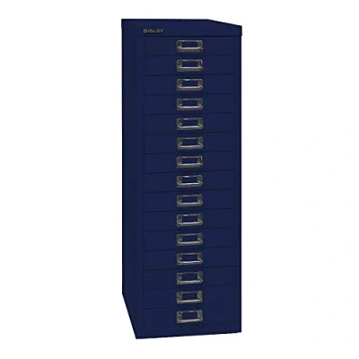 Image of Bisley MultiDrawerTM 39 Series A4 15 Drawers, Metal, 639 Oxford Blue, 38 x 27.9 86 cm