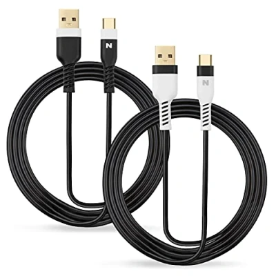 Image of Nitho Set of 2 Charge and play Cables Compatible with PS5 All Devices Type C plug, 4 Meters Extra Long Charger Cable Allow Players to while Controllers Charging (2 Cables)
