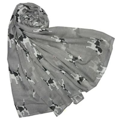 Image of World of Shawls New ladies Puppy Dog Print Scarf Springer Spaniel Lovely Soft Fashion Wrap Shawl Maxi Sarong (Silver)