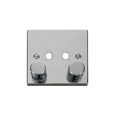 Image of Click Deco 2 Gang Unfurnished Dimmer Plate and Knob (800W Max) Polished Chrome