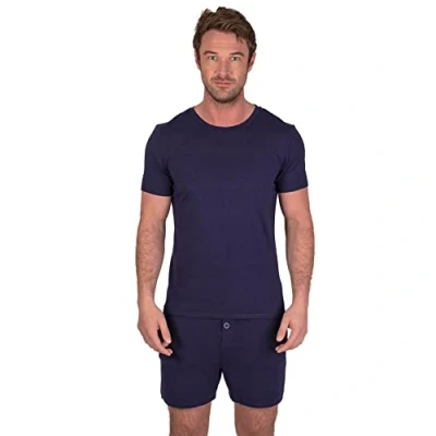 Image of Light &amp; Shade Men&#039;s Top and Short Bottoms Pyjama Set Navy