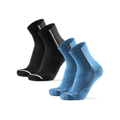 Image of DANISH ENDURANCE Cycling Socks, Merino Wool, Winter Thermal Bike Men &amp; Women, 2 Pack, Multicolor (1x Black, 1x Blue), 9 12