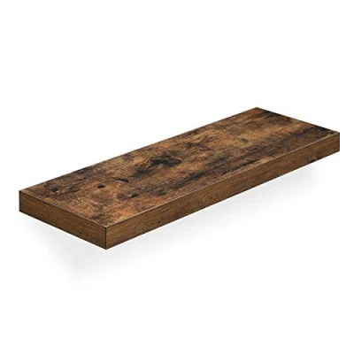 Image of VASAGLE Wall Shelf, Floating 20 x 60 3.8 cm, Hanging Shelf for Photo Frames, Decoration, Storage Living Room, Office, Kitchen, Rustic Brown LWS26BX