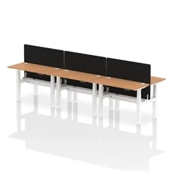 Image of Air B2B 1200x600mm Adjustable 6P Bench Desk CP Oak/White + Screen