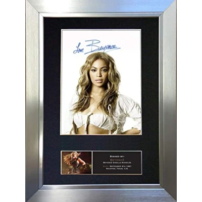 Image of BEYONCE No2 Signed Autograph Mounted Photo Reproduction PRINT A4 Rare Perfect Birthday (297 x 210mm) #440 (Silver Frame)